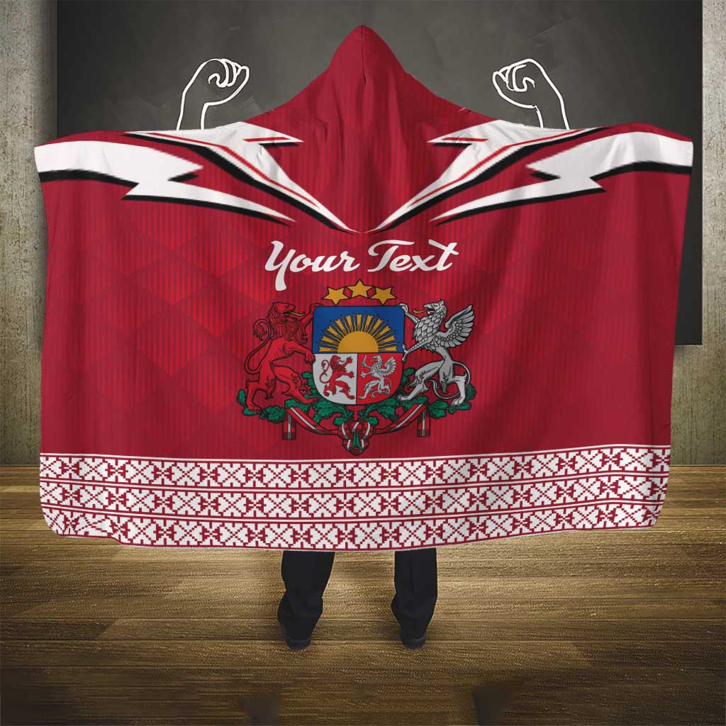 Personalized Latvia Hooded Blanket Latvijas Republika Folk Pattern