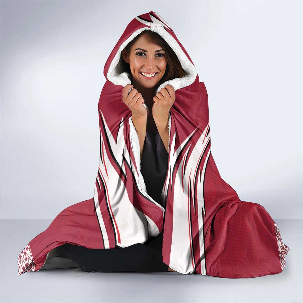 Personalized Latvia Hooded Blanket Latvijas Republika Folk Pattern