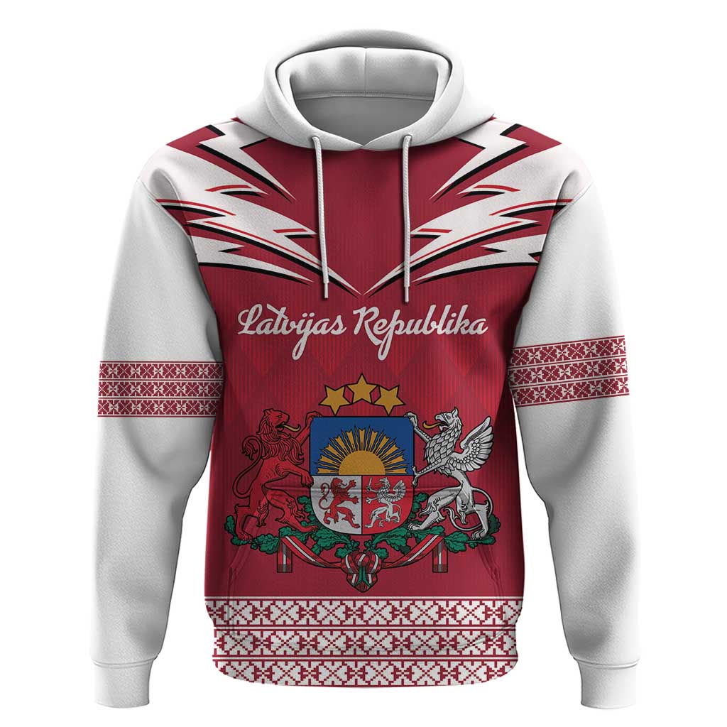 Personalized Latvia Hoodie Latvijas Republika Folk Pattern