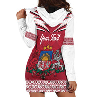 Personalized Latvia Hoodie Dress Latvijas Republika Folk Pattern