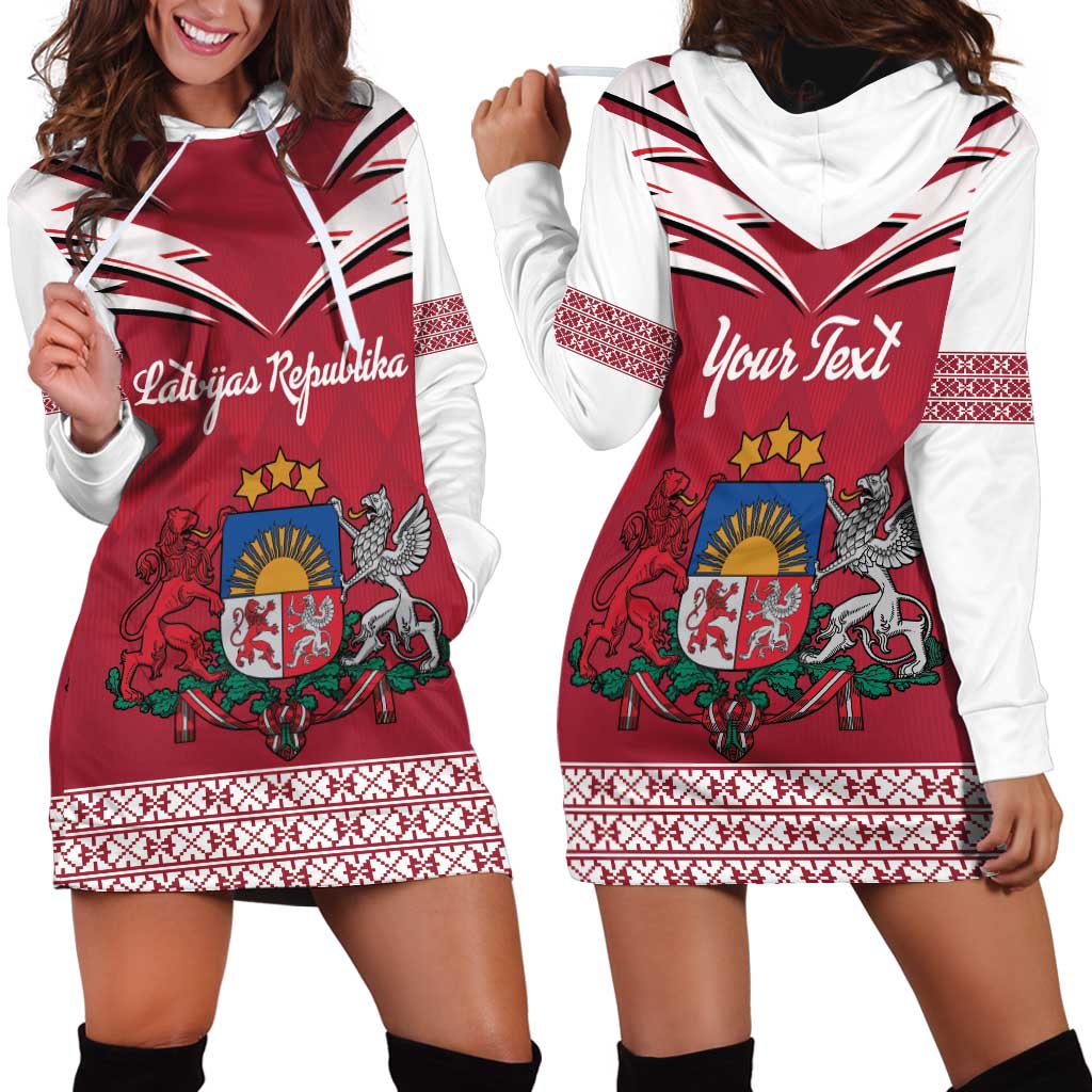 Personalized Latvia Hoodie Dress Latvijas Republika Folk Pattern