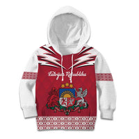Personalized Latvia Kid Hoodie Latvijas Republika Folk Pattern