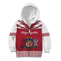 Personalized Latvia Kid Hoodie Latvijas Republika Folk Pattern
