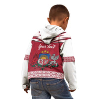 Personalized Latvia Kid Hoodie Latvijas Republika Folk Pattern