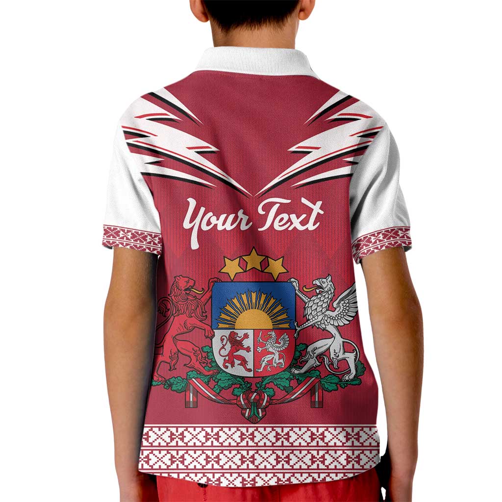 Personalized Latvia Kid Polo Shirt Latvijas Republika Folk Pattern