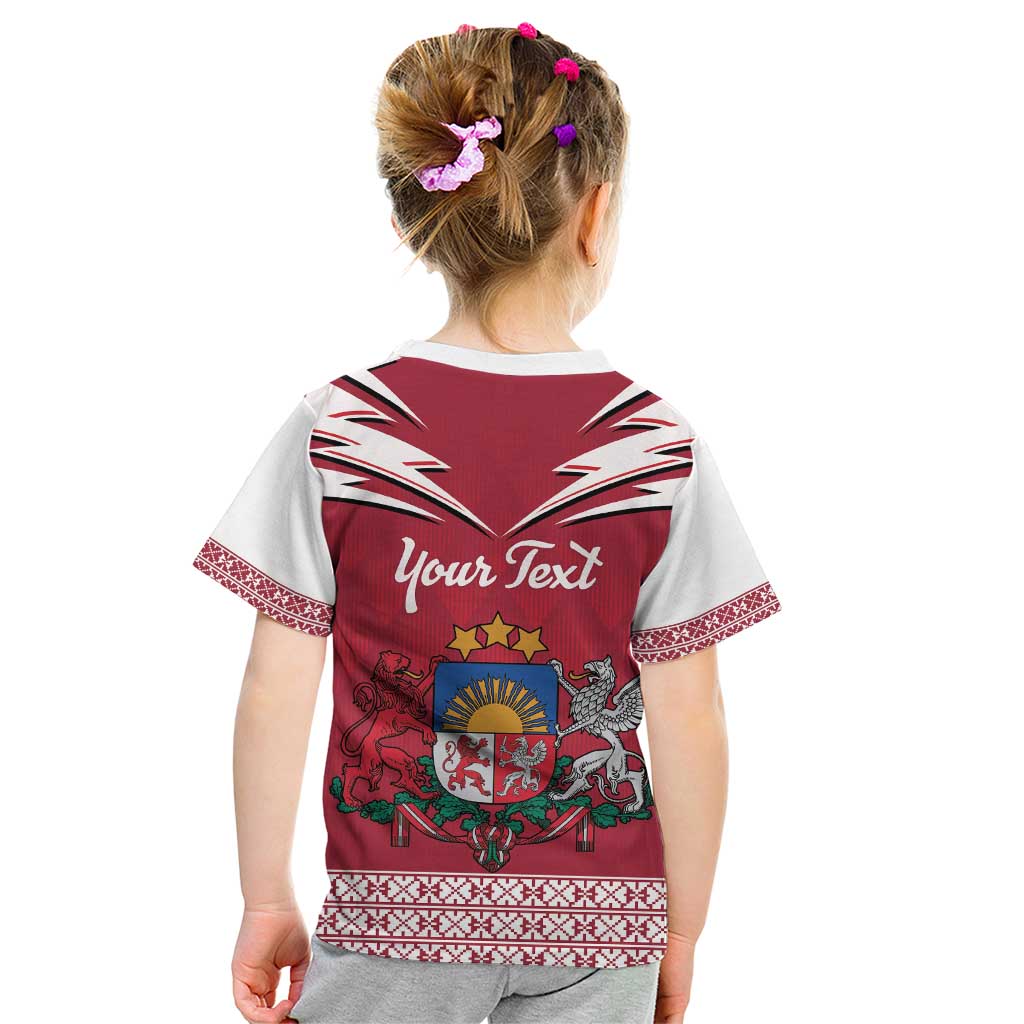 Personalized Latvia Kid T Shirt Latvijas Republika Folk Pattern