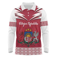 Personalized Latvia Long Sleeve Polo Shirt Latvijas Republika Folk Pattern