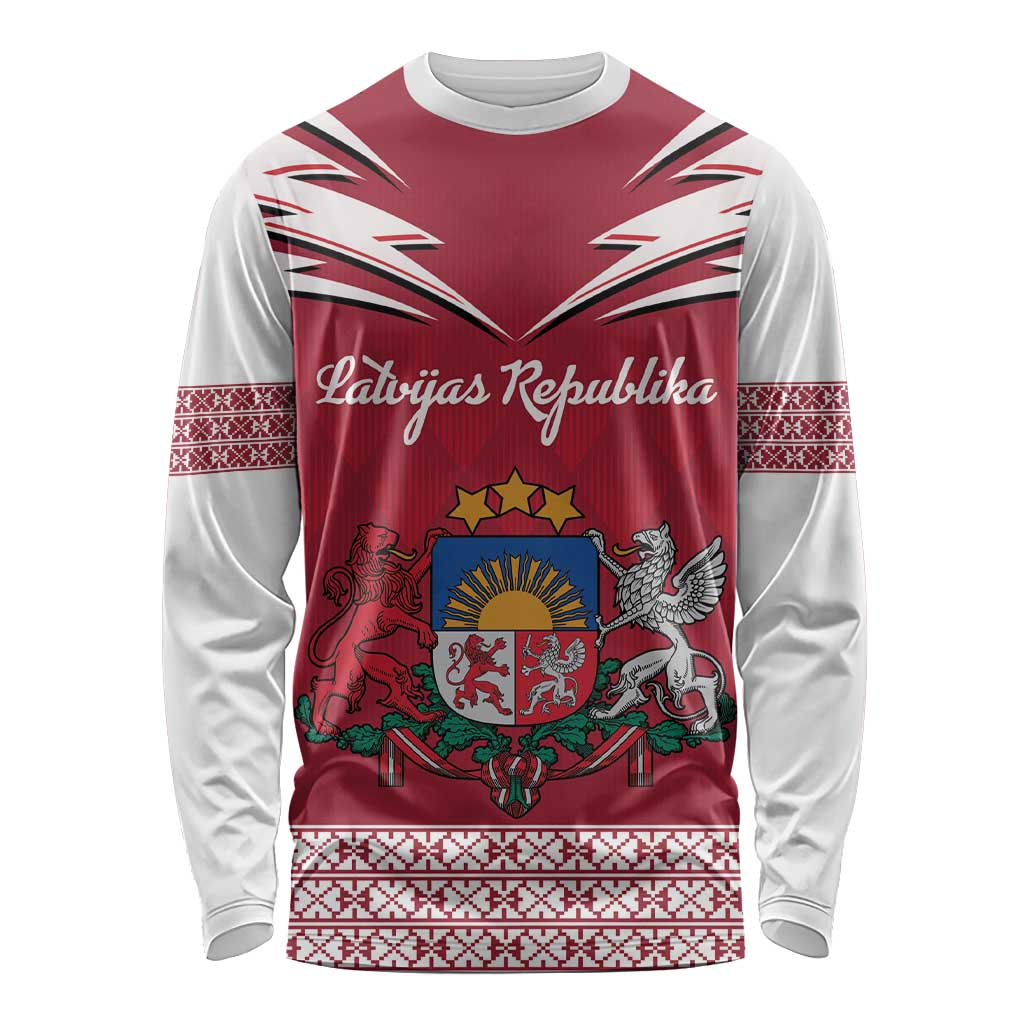 Personalized Latvia Long Sleeve Shirt Latvijas Republika Folk Pattern