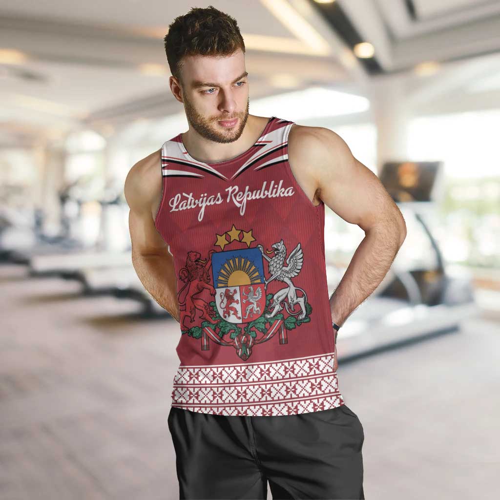 Personalized Latvia Men Tank Top Latvijas Republika Folk Pattern