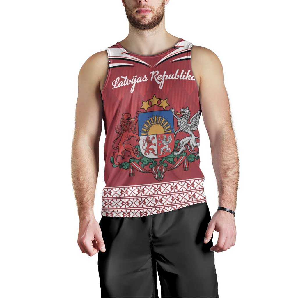 Personalized Latvia Men Tank Top Latvijas Republika Folk Pattern