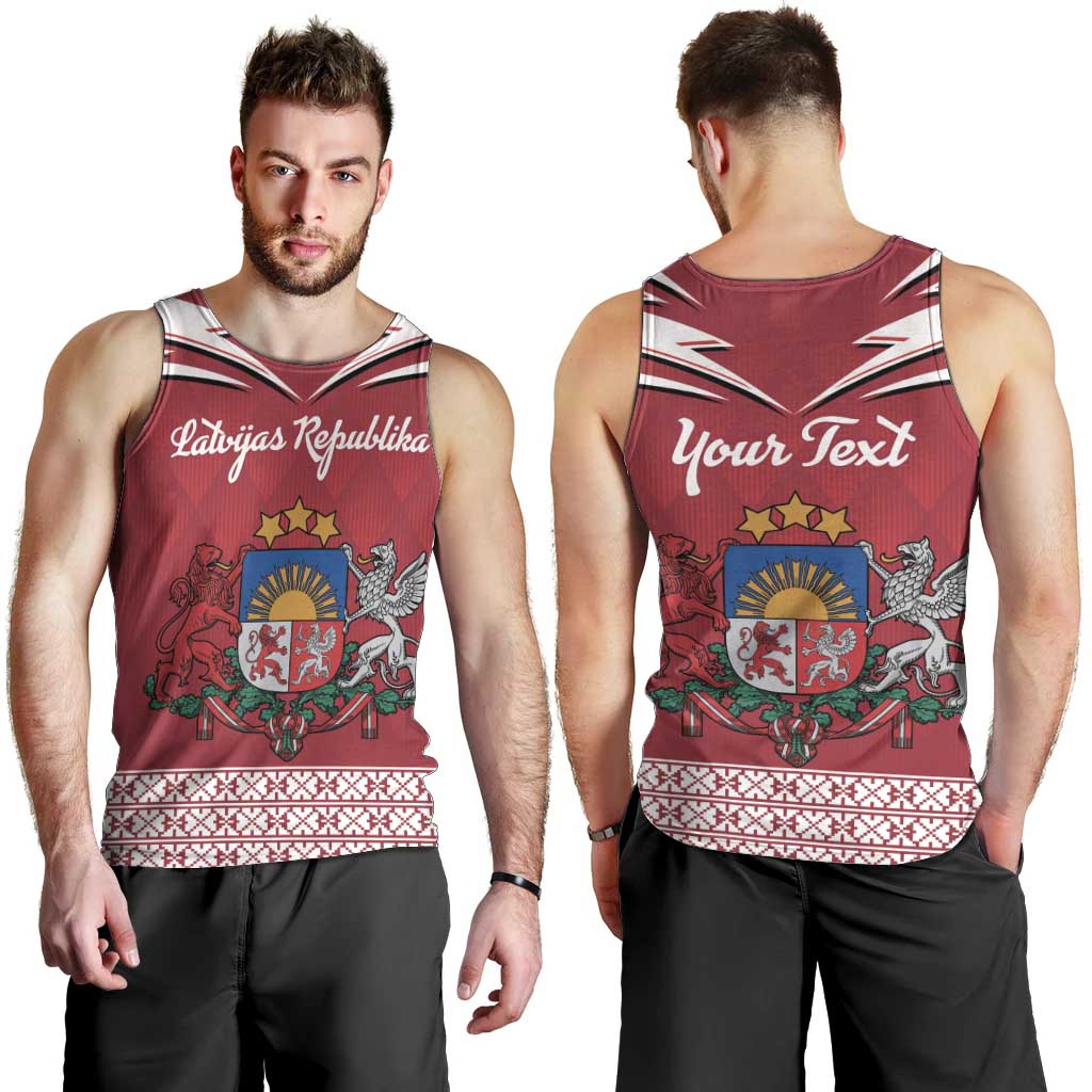 Personalized Latvia Men Tank Top Latvijas Republika Folk Pattern