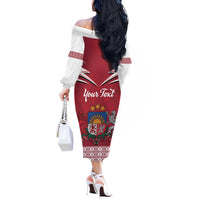 Personalized Latvia Off The Shoulder Long Sleeve Dress Latvijas Republika Folk Pattern