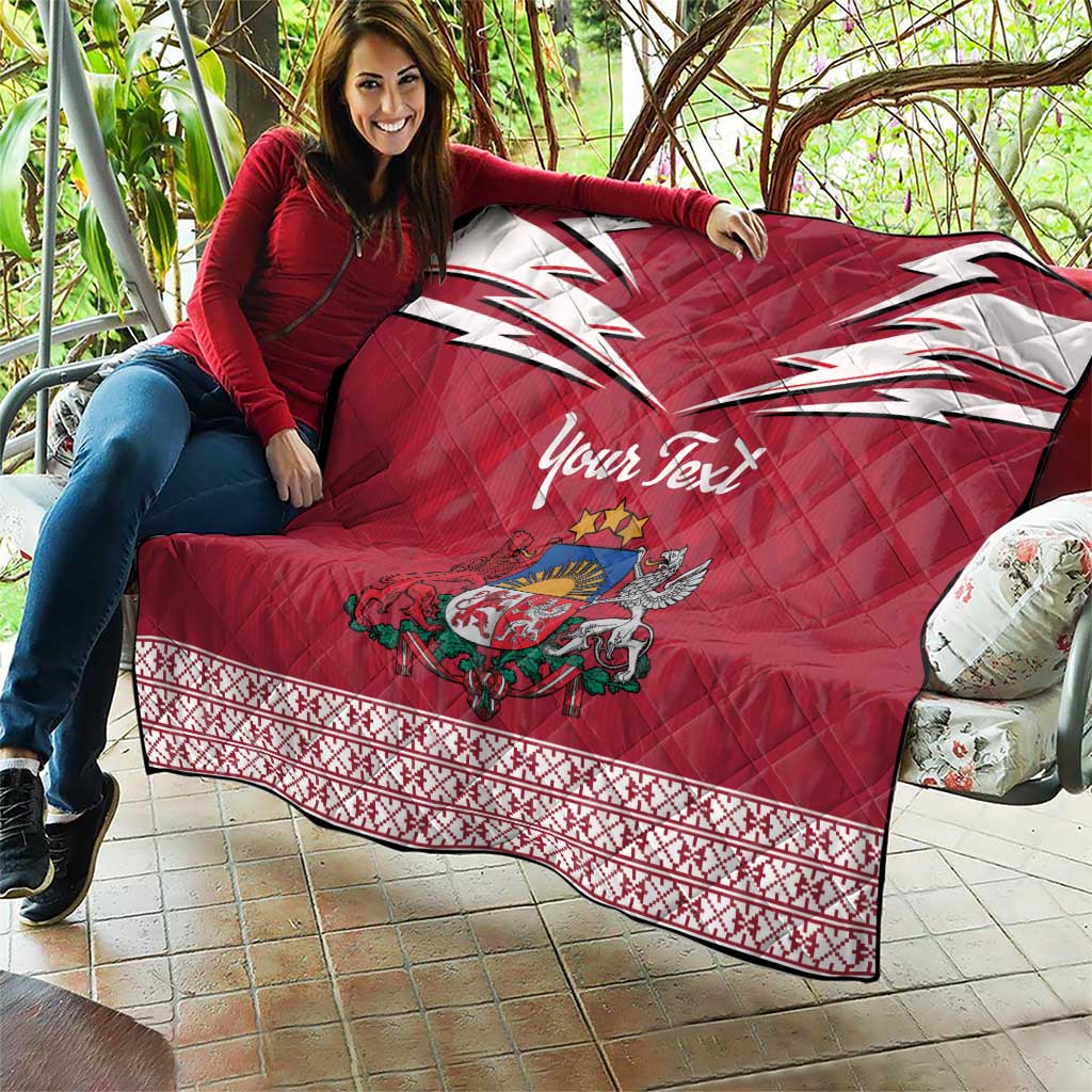 Personalized Latvia Quilt Latvijas Republika Folk Pattern