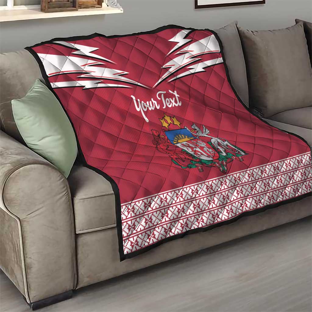 Personalized Latvia Quilt Latvijas Republika Folk Pattern