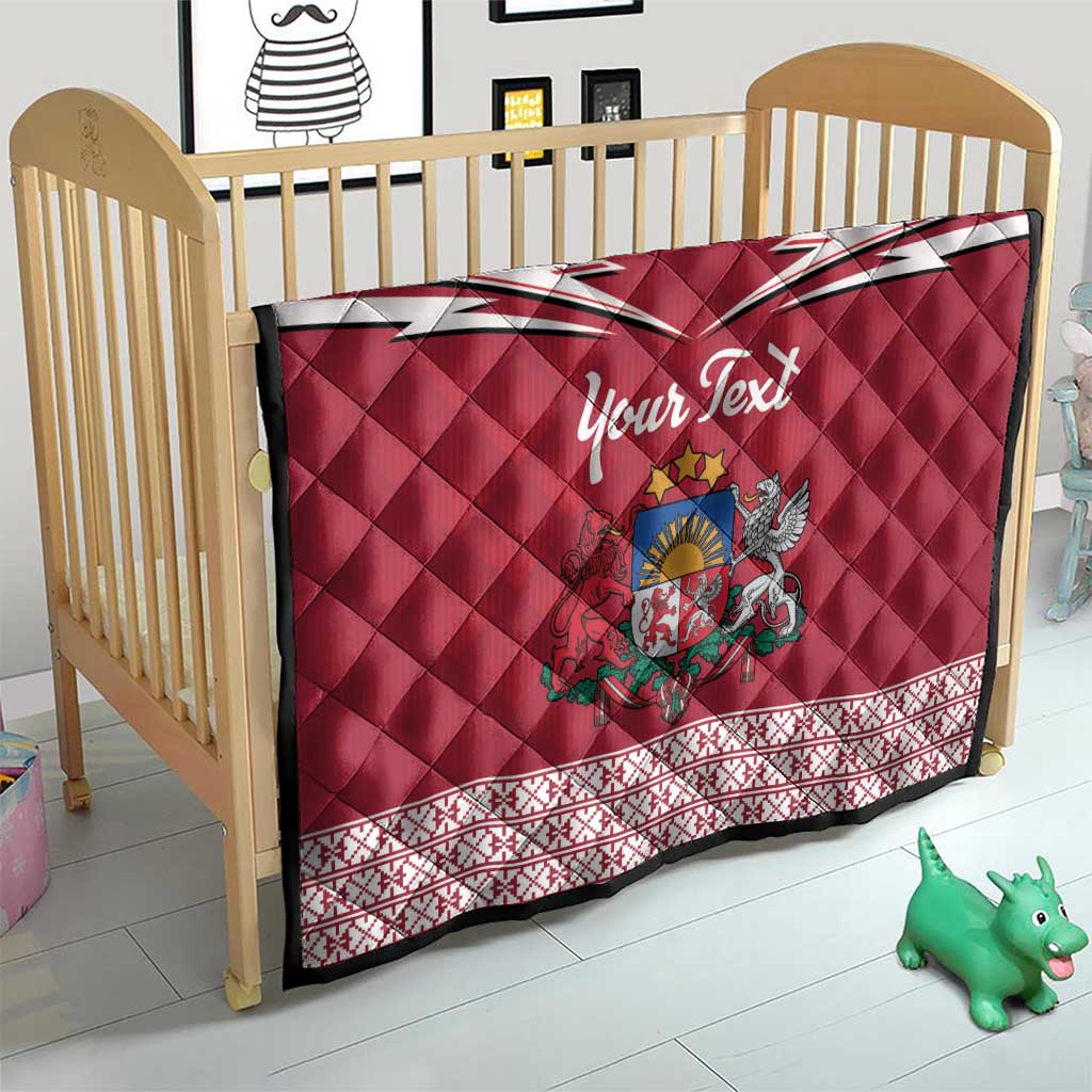 Personalized Latvia Quilt Latvijas Republika Folk Pattern