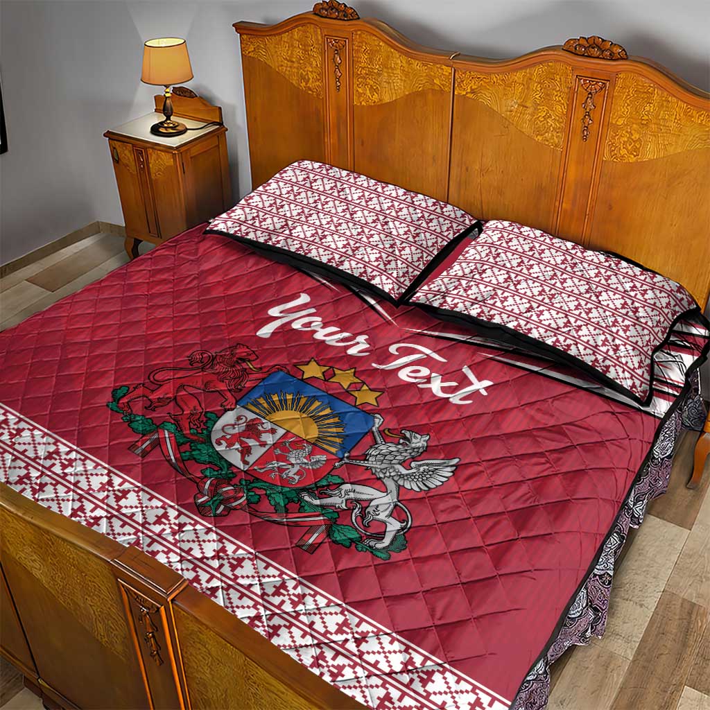 Personalized Latvia Quilt Bed Set Latvijas Republika Folk Pattern