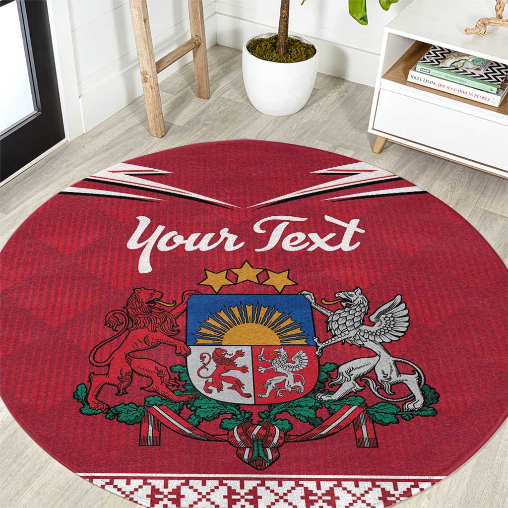 Personalized Latvia Round Carpet Latvijas Republika Folk Pattern