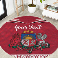 Personalized Latvia Round Carpet Latvijas Republika Folk Pattern
