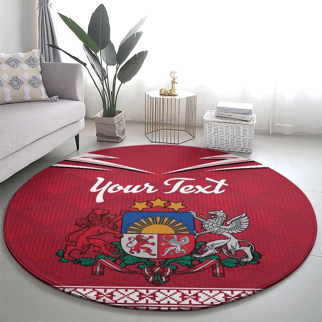 Personalized Latvia Round Carpet Latvijas Republika Folk Pattern