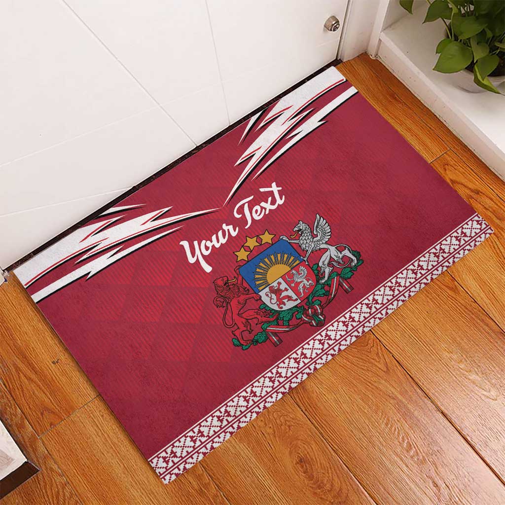 Personalized Latvia Rubber Doormat Latvijas Republika Folk Pattern