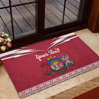 Personalized Latvia Rubber Doormat Latvijas Republika Folk Pattern
