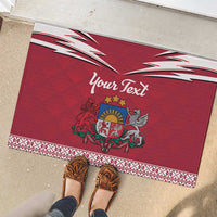 Personalized Latvia Rubber Doormat Latvijas Republika Folk Pattern