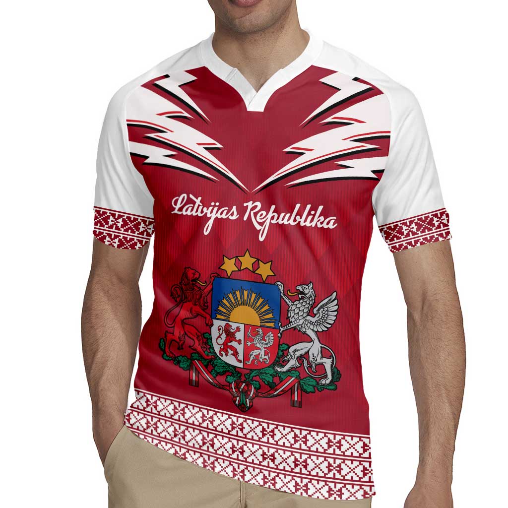 Personalized Latvia Rugby Jersey Latvijas Republika Folk Pattern