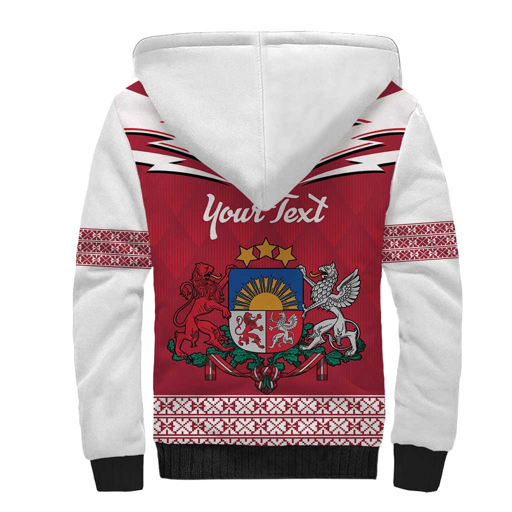 Personalized Latvia Sherpa Hoodie Latvijas Republika Folk Pattern