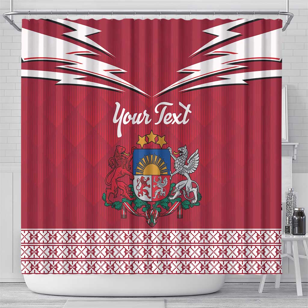 Personalized Latvia Shower Curtain Latvijas Republika Folk Pattern