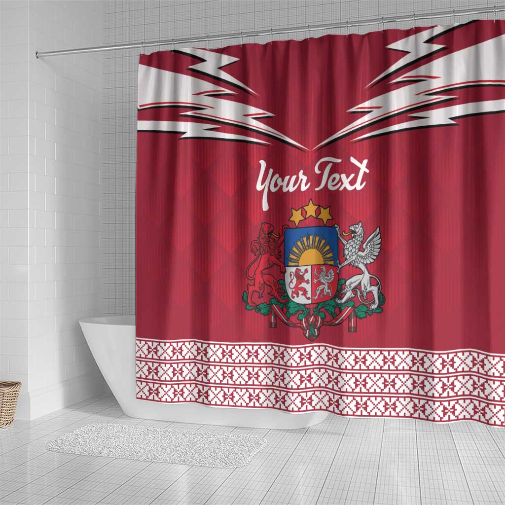 Personalized Latvia Shower Curtain Latvijas Republika Folk Pattern