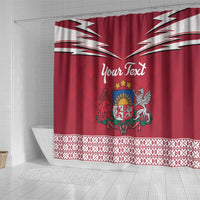 Personalized Latvia Shower Curtain Latvijas Republika Folk Pattern