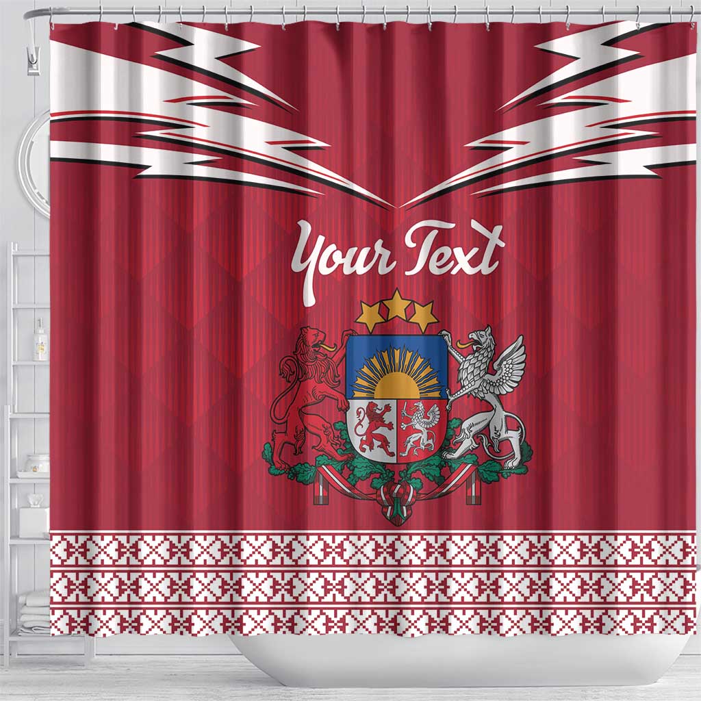 Personalized Latvia Shower Curtain Latvijas Republika Folk Pattern