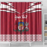 Personalized Latvia Shower Curtain Latvijas Republika Folk Pattern
