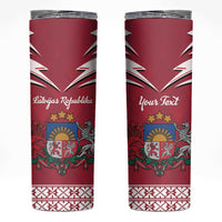 Personalized Latvia Skinny Tumbler Latvijas Republika Folk Pattern