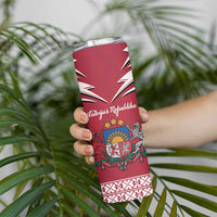 Personalized Latvia Skinny Tumbler Latvijas Republika Folk Pattern
