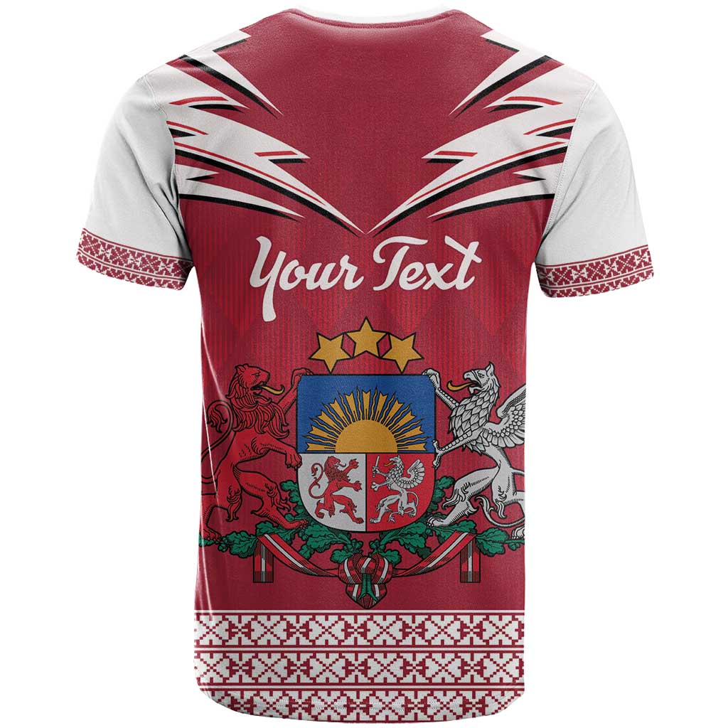 Personalized Latvia T Shirt Latvijas Republika Folk Pattern