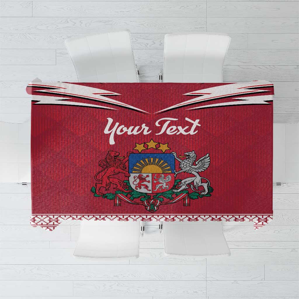 Personalized Latvia Tablecloth Latvijas Republika Folk Pattern