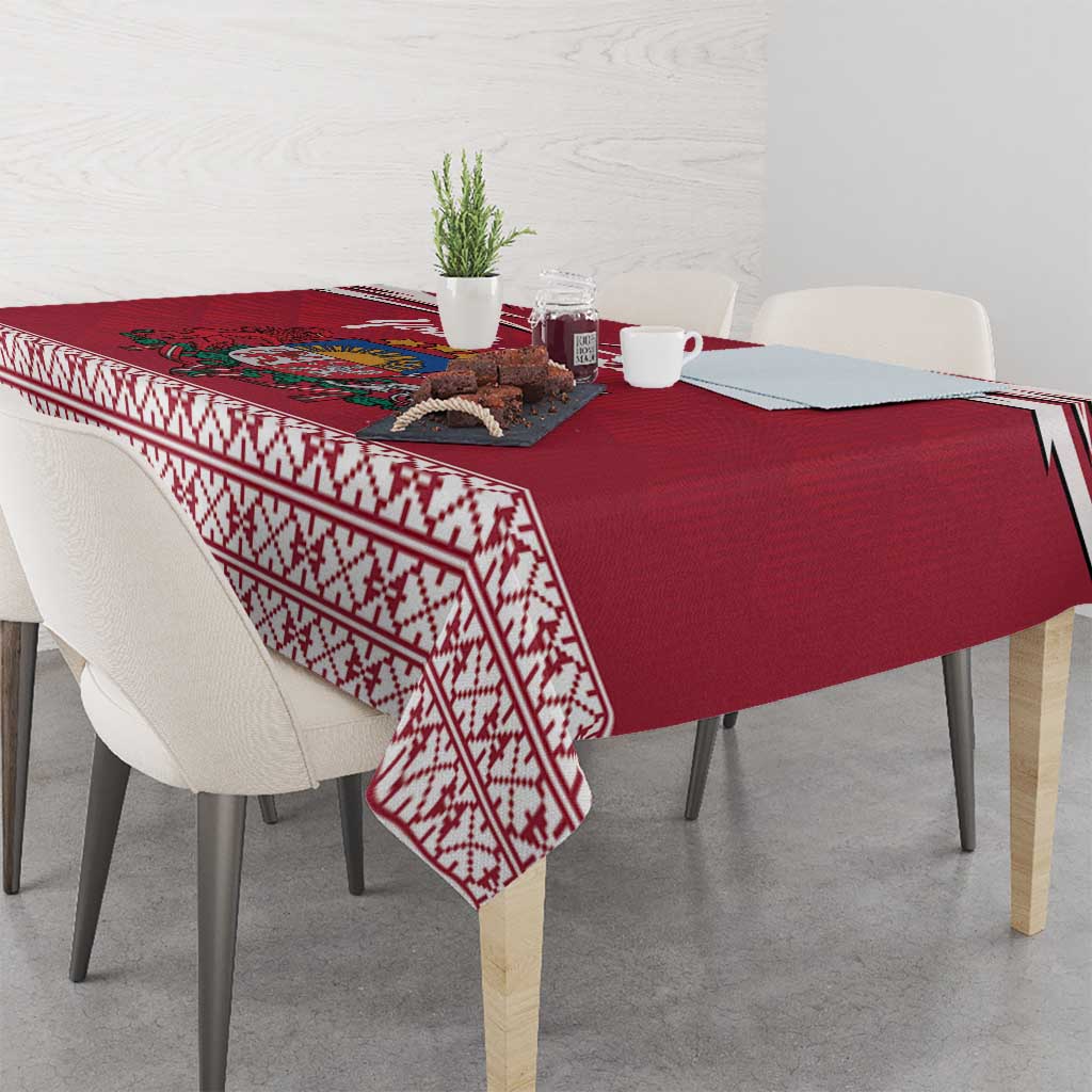 Personalized Latvia Tablecloth Latvijas Republika Folk Pattern
