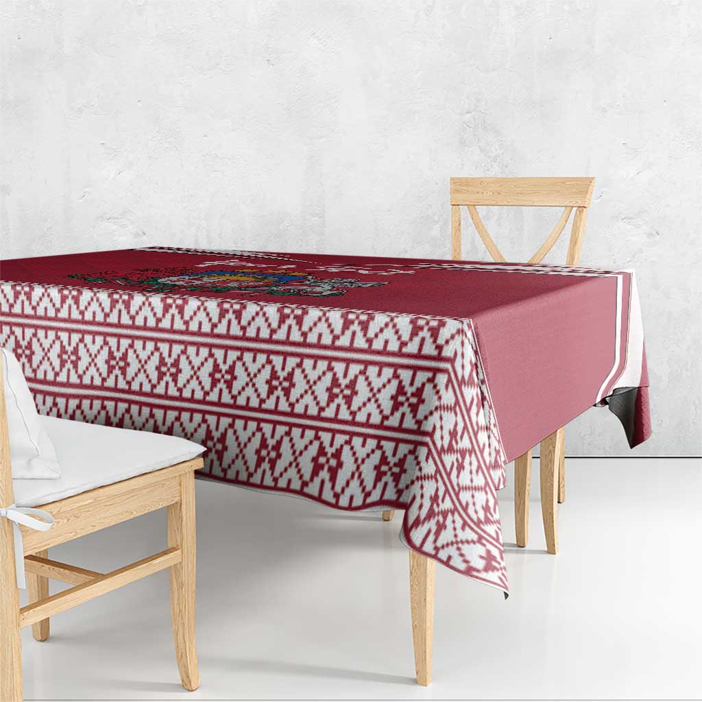 Personalized Latvia Tablecloth Latvijas Republika Folk Pattern