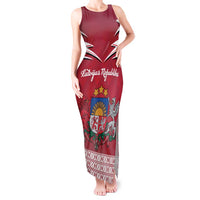Personalized Latvia Tank Maxi Dress Latvijas Republika Folk Pattern