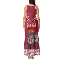 Personalized Latvia Tank Maxi Dress Latvijas Republika Folk Pattern