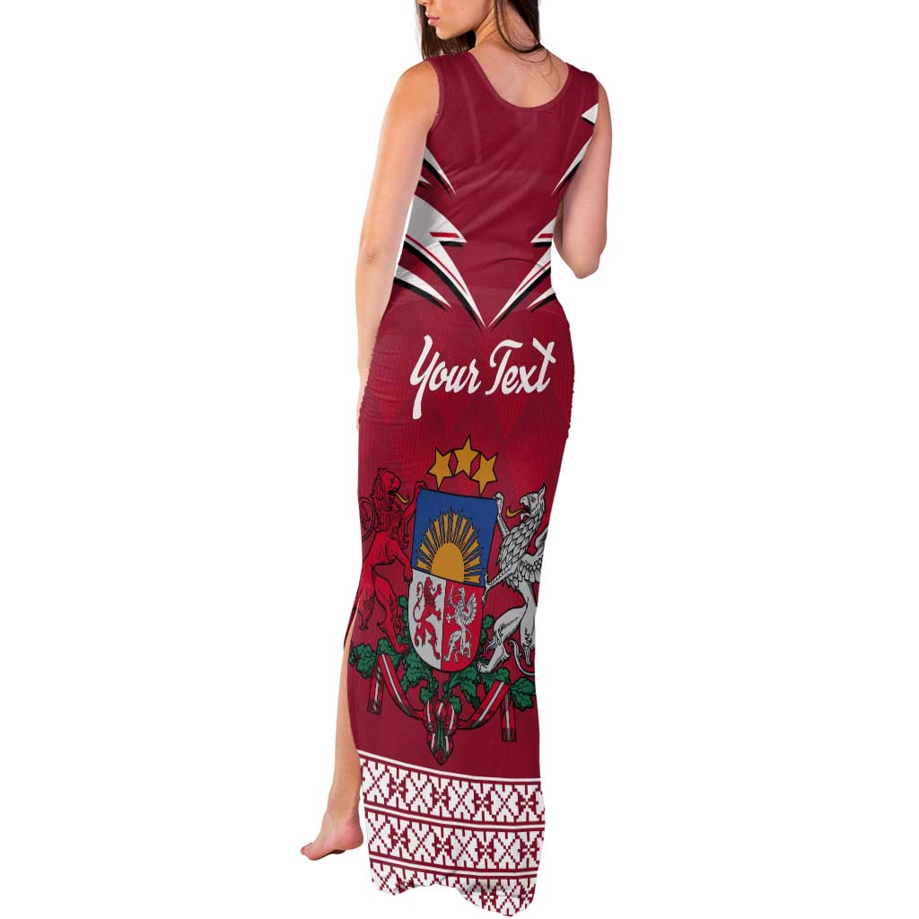 Personalized Latvia Tank Maxi Dress Latvijas Republika Folk Pattern