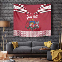 Personalized Latvia Tapestry Latvijas Republika Folk Pattern