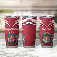 Personalized Latvia Tumbler Cup Latvijas Republika Folk Pattern