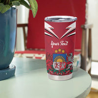 Personalized Latvia Tumbler Cup Latvijas Republika Folk Pattern