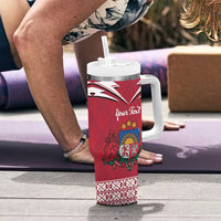 Personalized Latvia Tumbler With Handle Latvijas Republika Folk Pattern