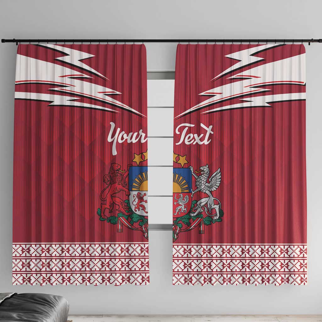 Personalized Latvia Window Curtain Latvijas Republika Folk Pattern