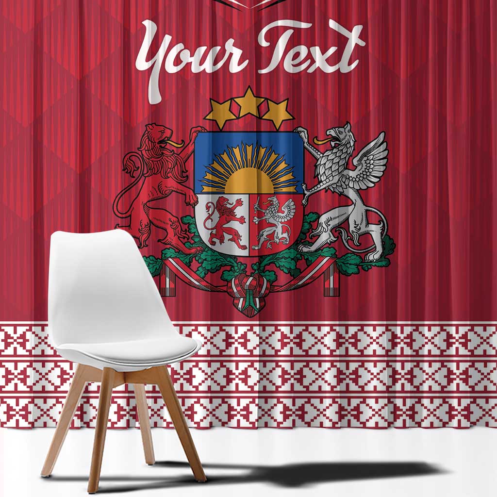 Personalized Latvia Window Curtain Latvijas Republika Folk Pattern