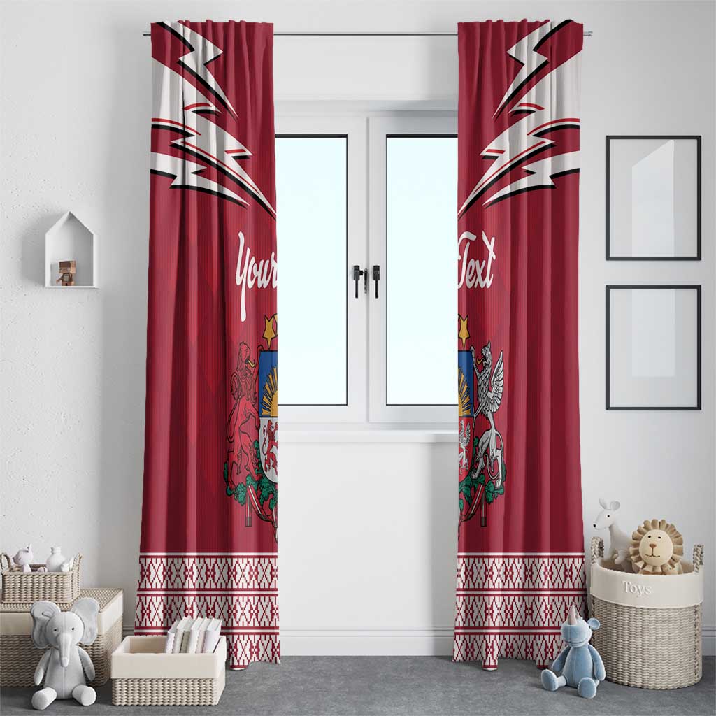 Personalized Latvia Window Curtain Latvijas Republika Folk Pattern