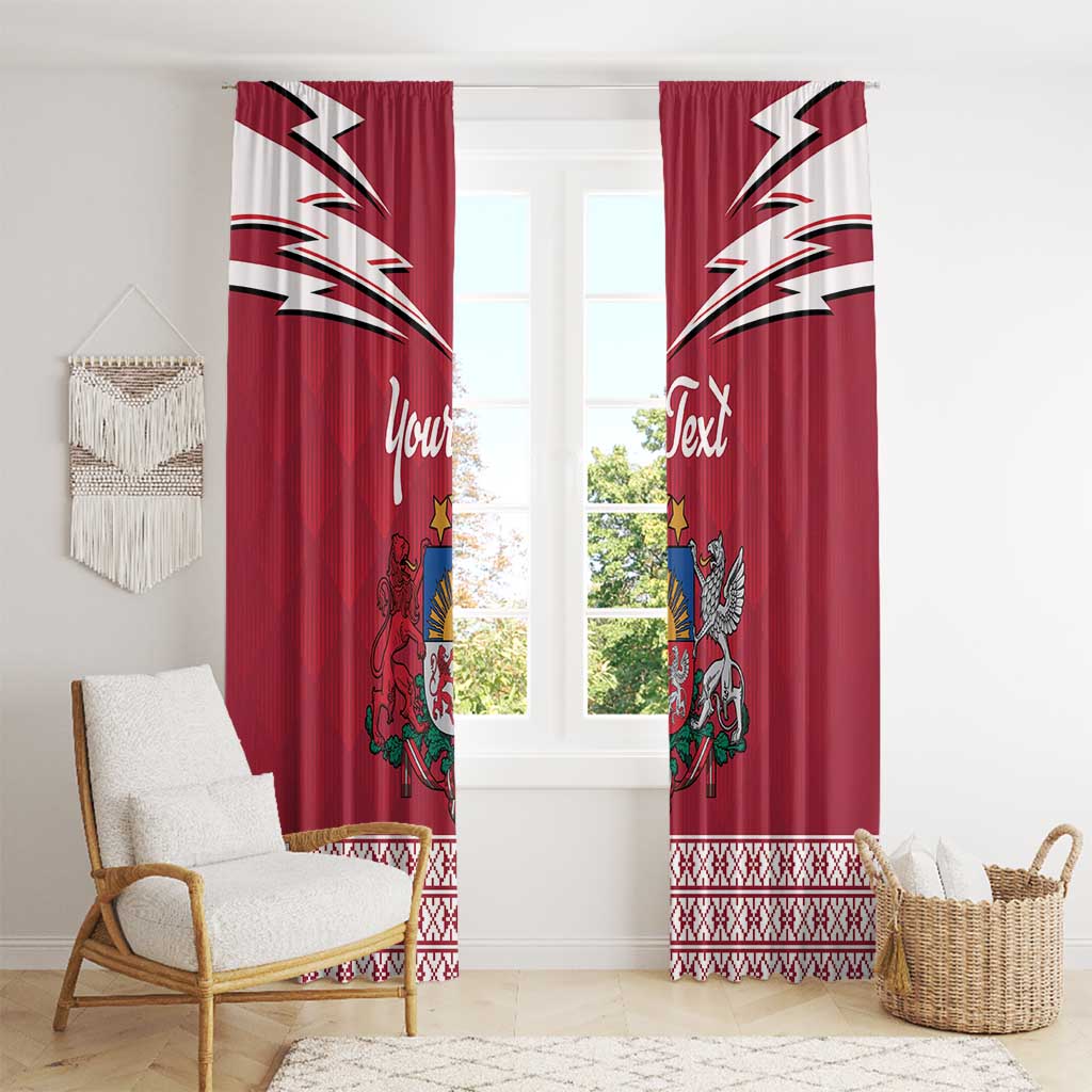 Personalized Latvia Window Curtain Latvijas Republika Folk Pattern